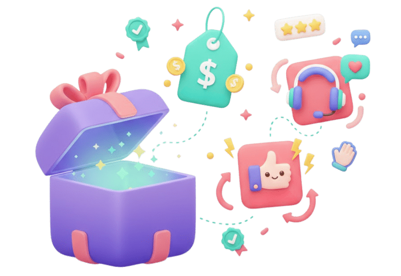 Ilustración de MailRoll como cofre de herramientas de email marketing para negocios de todos los tamaños